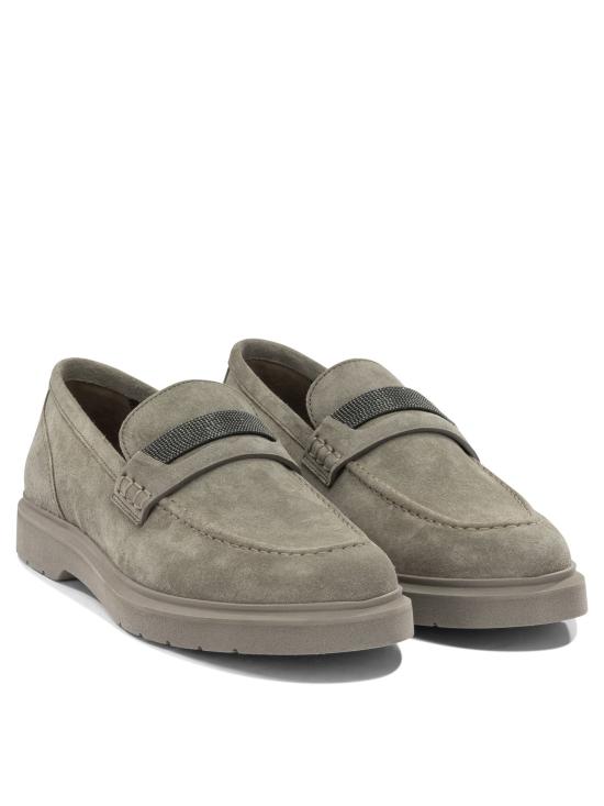26FW 브루넬로 쿠치넬리 로퍼 참 장식이 있는 스웨이드 로퍼 & 슬리퍼 베이지색 - BRUNELLO CUCINELLI