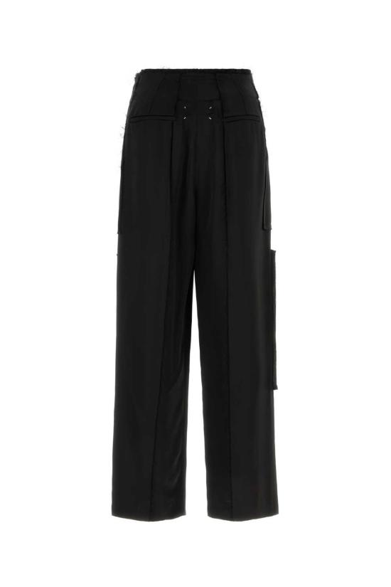  마르지엘라 스트레이트 팬츠 메종  새틴 와이드 레그 팬츠 블랙 - MAISON MARGIELA