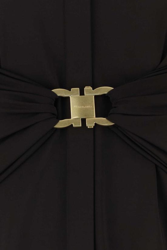  살바토레 페라가모 셔츠 페라가모 스트레치 비스코스 셔츠 다크엑스프레소 - SALVATORE FERRAGAMO