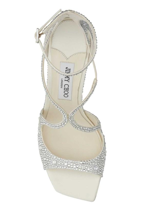  지미추 샌들 엠벨리시드 새틴 아지아 95  아이보리 크리스탈 - JIMMY CHOO