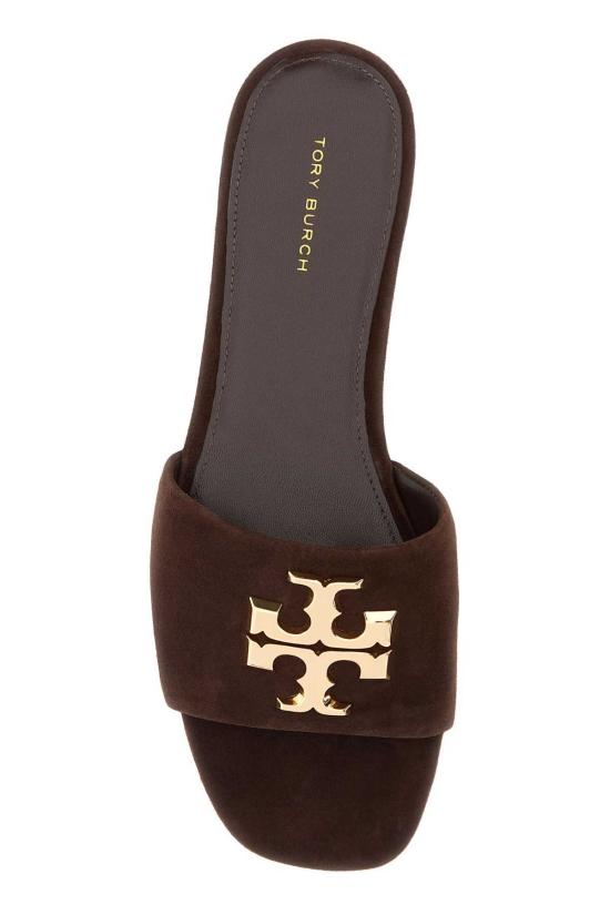  토리버치 뮬/슬리퍼 초콜릿 스웨이드 엘리너 슬리퍼 마론 - TORY BURCH