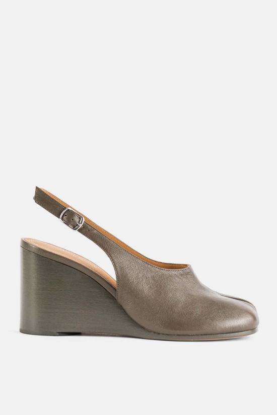  마르지엘라 힐/펌프스 Maison Margiela 타비 웨지 슬링백 나파 가죽 힐 카키
