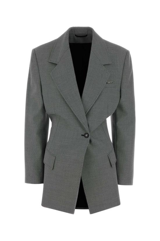  디 아티코 수트 자켓 아티코 투 스트레치 울 블렌드 블레이저 화이트/블랙