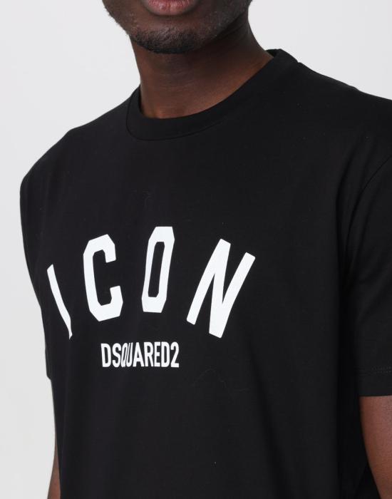  디스퀘어드2 반팔 티셔츠 Dsquared2 Be Icon 쿨핏 티셔츠 블랙 - DSQUARED2