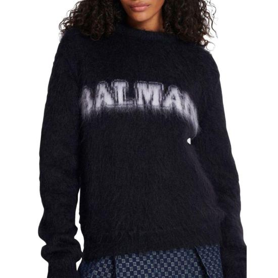  발망 스웨터 모헤어 스웨트셔츠 블랙 - BALMAIN