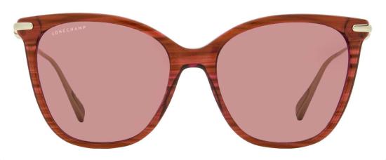  롱샴 선글라스 라운드 스퀘어 LO757 S 607 55mm 선글라스 스트라이프 레드/골드 - LONGCHAMP