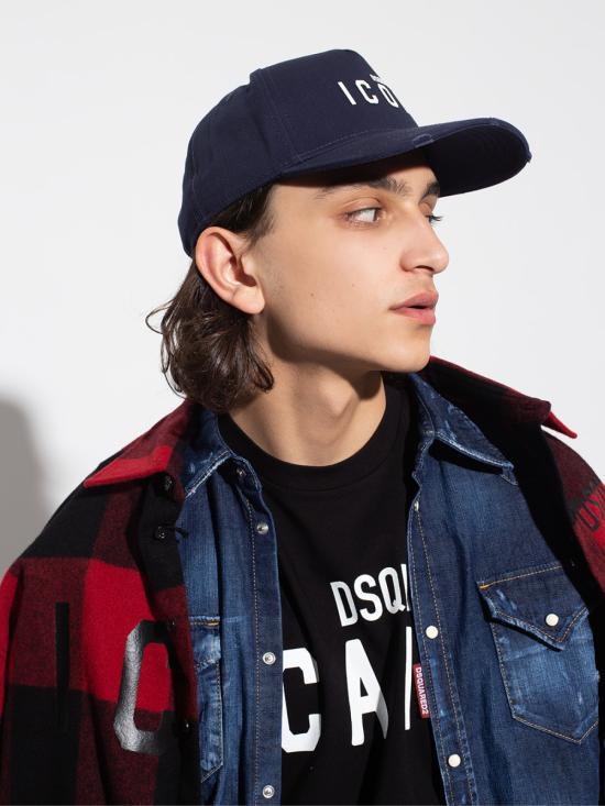  디스퀘어드2 모자 Dsquared2 아이콘 로고 베이스볼 캡 (블루) - DSQUARED2