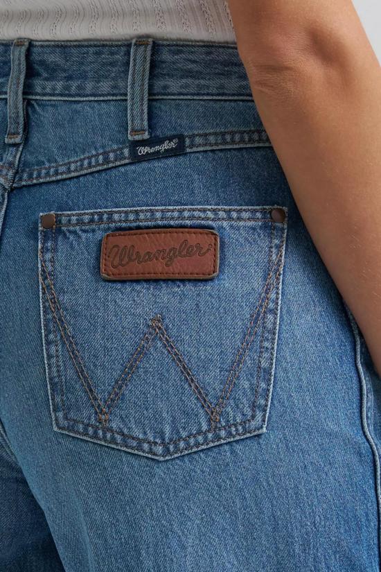  Wrangler 데님 팬츠 랭글러 레트로 베일리 하이라이즈 와이드 레그 커프드 진 밀레나 데님 - OTHER BRANDS