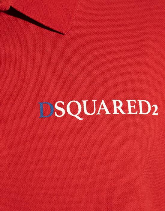  디스퀘어드2 폴로 티셔츠 Dsquared2 테니스 핏 로고 폴로 셔츠 레드 - DSQUARED2