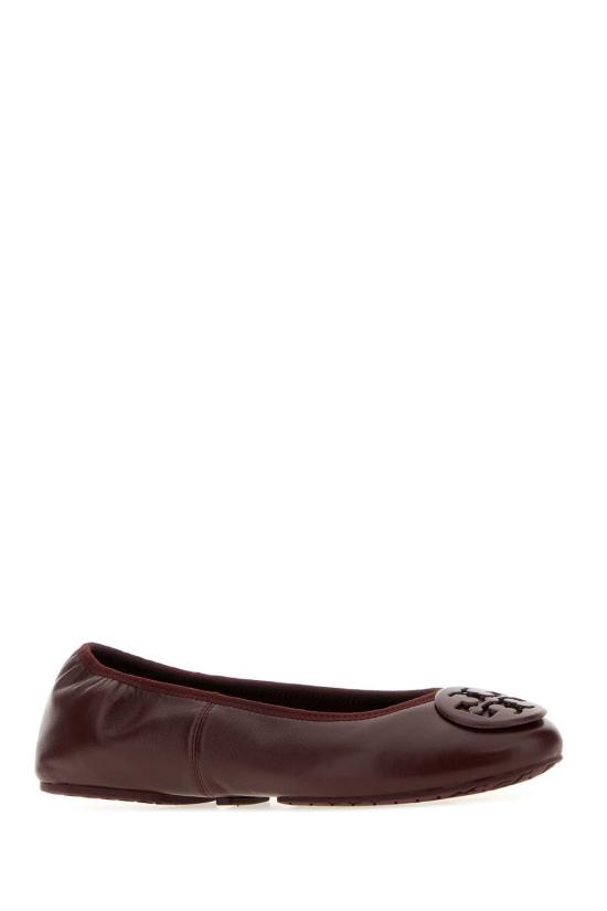  토리버치 플랫 슈즈 토리 버치 그레이프 나파 가죽 레바 발레리나 - TORY BURCH