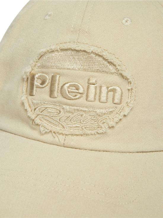  필립 플레인 볼캡 로고 패치 트윌 베이스볼 캡 베이지 - PHILIPP PLEIN