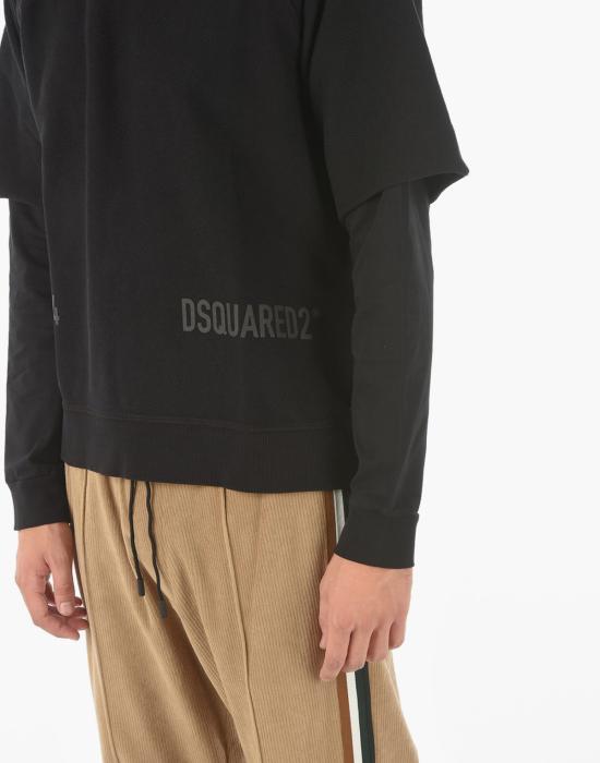  디스퀘어드2 긴팔 티셔츠 Dsquared2 쿨핏 더블 레이어 로고 스웨트셔츠 블랙 - DSQUARED2