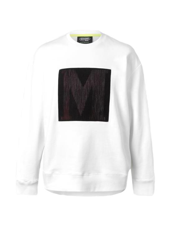  미소니 긴팔 티셔츠 미쏘니 M 로고 크루넥 스웨트셔츠 화이트 - MISSONI