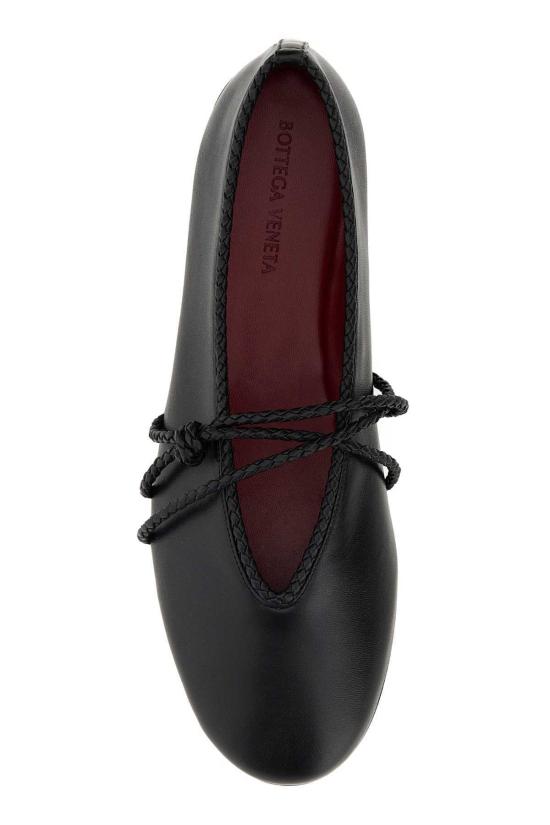  보테가베네타 플랫 슈즈 보테가 베네타 가죽 메리 제인 발레리나 슈즈 블랙 - BOTTEGA VENETA