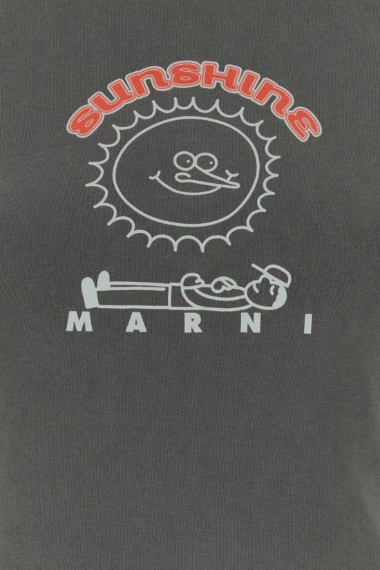  마르니 반팔 티셔츠 다크 그레이 코튼 티셔츠 - MARNI