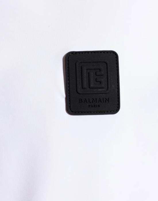  발망 반팔 티셔츠 래글런 로고 패치 티셔츠 화이트 - BALMAIN