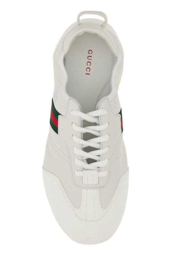  구찌 스니커즈 화이트 가죽 및 스웨이드 플렉스 - GUCCI