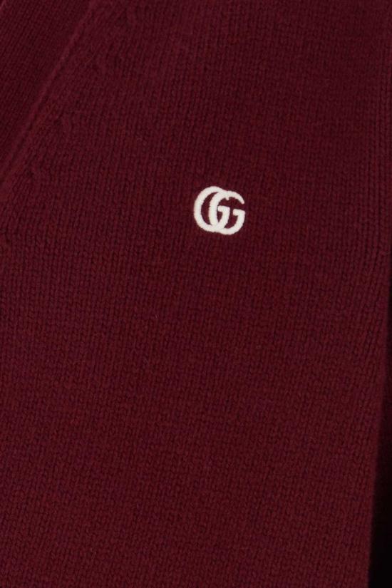  구찌 가디건 버건디 울 블렌드 캐시미어 - GUCCI