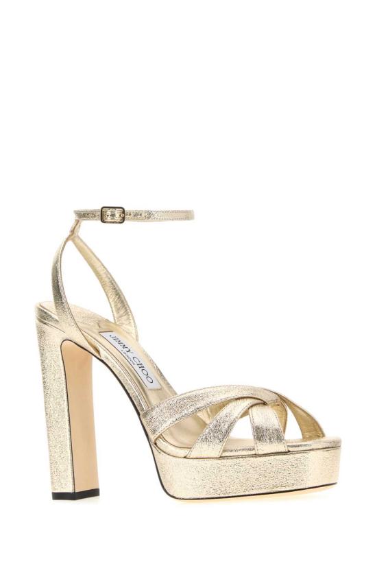  지미추 샌들 골드 패브릭 코브 120 - JIMMY CHOO