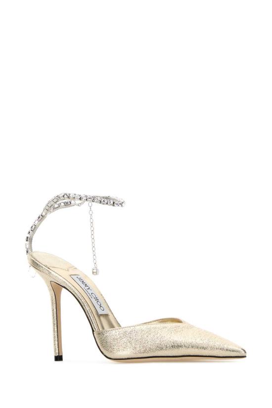  지미추 힐/펌프스 골드 패브릭 사에다 100 펌프스 - JIMMY CHOO