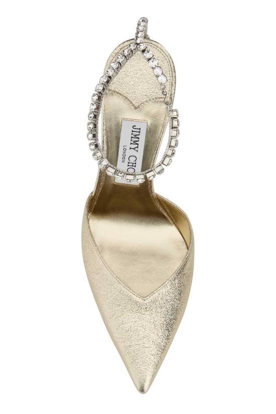  지미추 힐/펌프스 골드 패브릭 사에다 100 펌프스 - JIMMY CHOO