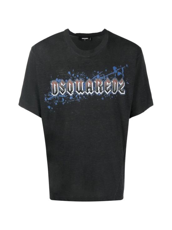  디스퀘어드2 반팔 티셔츠 Dsquared2 아이언 로고 프린트 티셔츠 (회색) - DSQUARED2