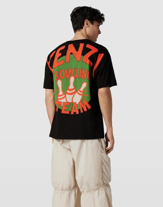  겐조 반팔 티셔츠 볼링팀 로고 오버사이즈 티셔츠 블랙 - KENZO