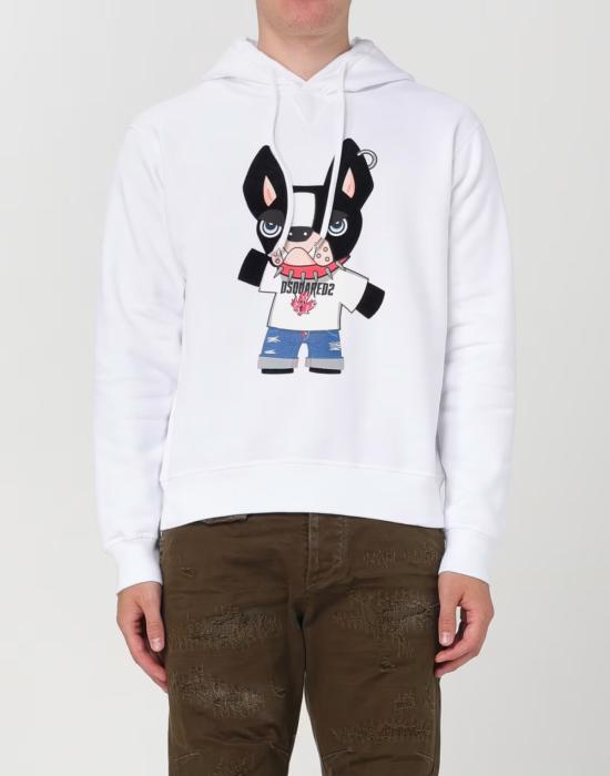 디스퀘어드2 긴팔 티셔츠 Dsquared2 Ciro Cool Fit Logo Hoodie White - DSQUARED2