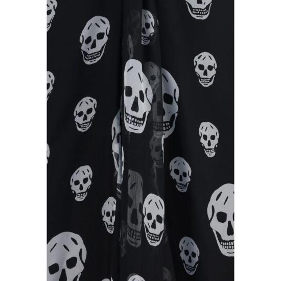 26FW 알렉산더 맥퀸 롱 스커트 드레이프 롱 스컬 스커트 블랙 - ALEXANDER MCQUEEN