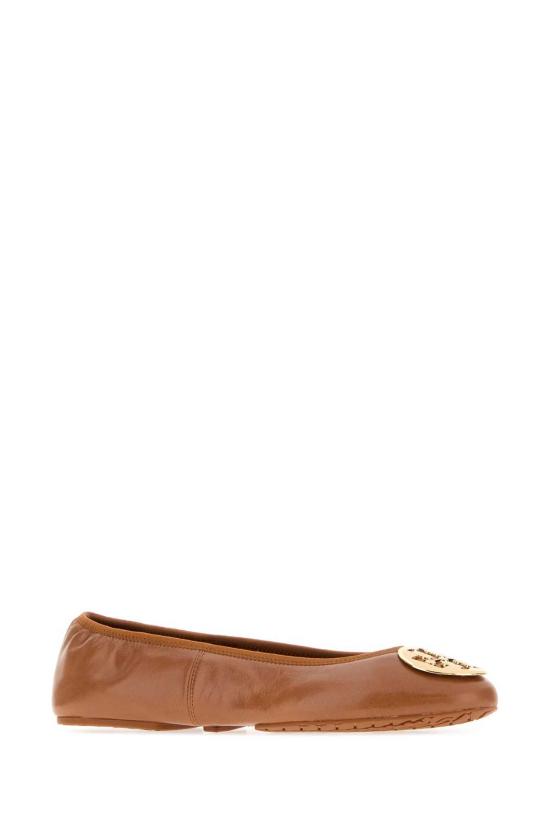  토리버치 플랫 슈즈 토리 버치 카라멜 나파 가죽 레바 발레리나 슈즈 - TORY BURCH
