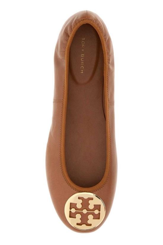  토리버치 플랫 슈즈 토리 버치 카라멜 나파 가죽 레바 발레리나 슈즈 - TORY BURCH