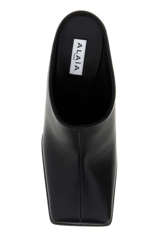  알라이아 힐/펌프스 블랙 레더 뮬 느와르 - ALAIA