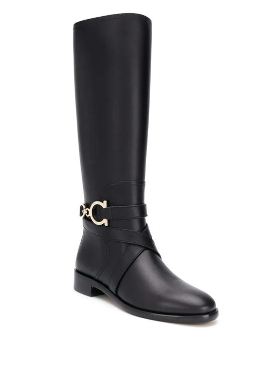  살바토레 페라가모 부츠 페라가모 간치니 니하이  블랙 - SALVATORE FERRAGAMO