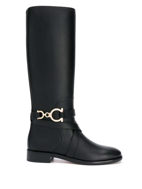  살바토레 페라가모 부츠 페라가모 간치니 니하이  블랙 - SALVATORE FERRAGAMO