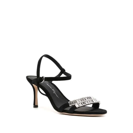  살바토레 페라가모 샌들 페라가모 70mm 크리스탈 장식  블랙 - SALVATORE FERRAGAMO
