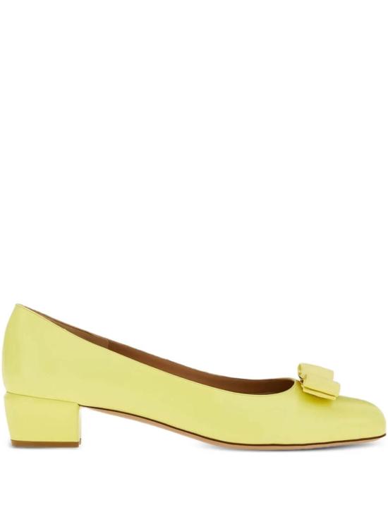  살바토레 페라가모 플랫 슈즈 페라가모 가죽 발레 플랫 옐로우 - SALVATORE FERRAGAMO