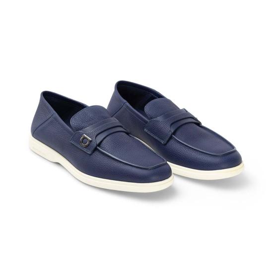  살바토레 페라가모 로퍼 페라가모 간치니 플라크 가죽  블루 - SALVATORE FERRAGAMO