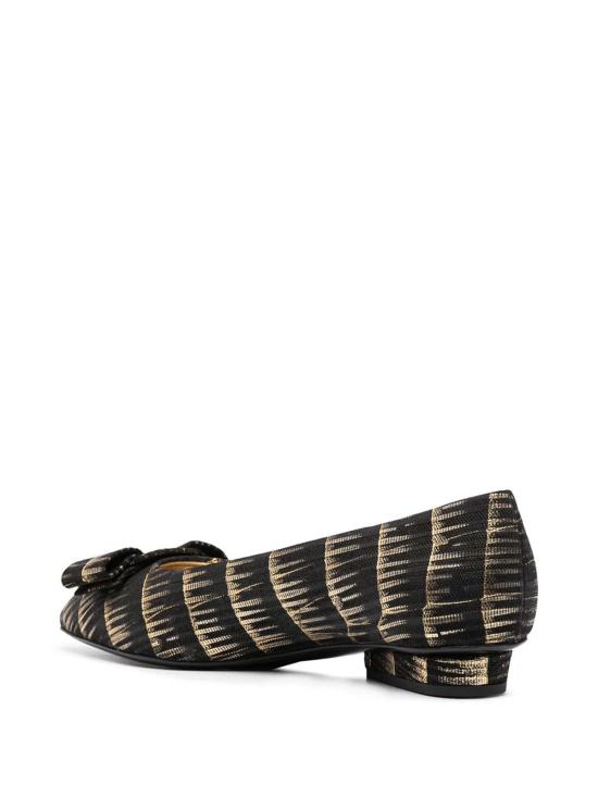  살바토레 페라가모 플랫 슈즈 페라가모 브러시 스트로크 이펙트 발레리나 블랙 - SALVATORE FERRAGAMO