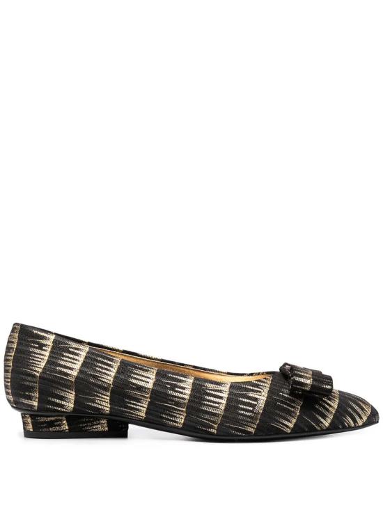  살바토레 페라가모 플랫 슈즈 페라가모 브러시 스트로크 이펙트 발레리나 블랙 - SALVATORE FERRAGAMO