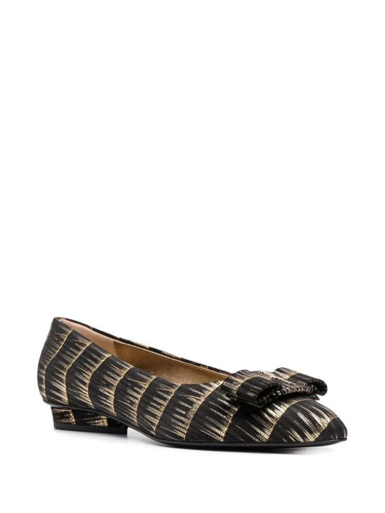  살바토레 페라가모 플랫 슈즈 페라가모 브러시 스트로크 이펙트 발레리나 블랙 - SALVATORE FERRAGAMO