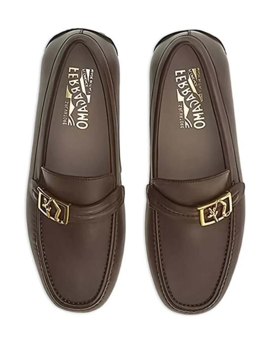  살바토레 페라가모 로퍼 페라가모 간치니 버클 가죽  브라운 - SALVATORE FERRAGAMO