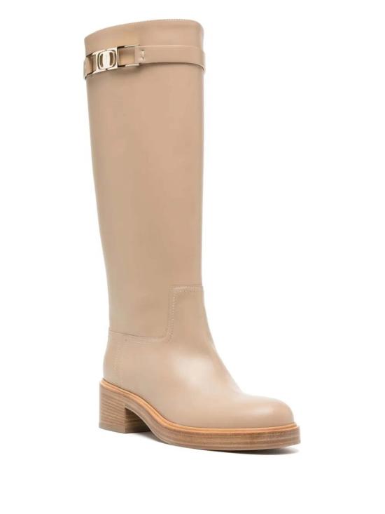  살바토레 페라가모 부츠 페라가모 장식 스퀘어 간치니  브라운 - SALVATORE FERRAGAMO