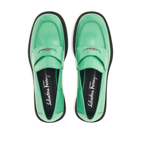  살바토레 페라가모 로퍼 페라가모 페니 스트랩 가죽  그린 - SALVATORE FERRAGAMO