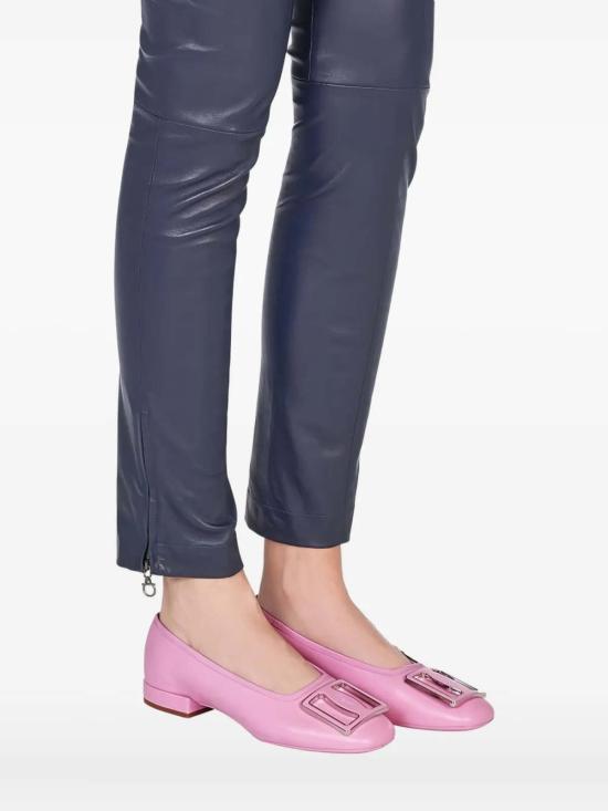  살바토레 페라가모 플랫 슈즈 페라가모 버클 가죽 발레리나 플랫 핑크 - SALVATORE FERRAGAMO