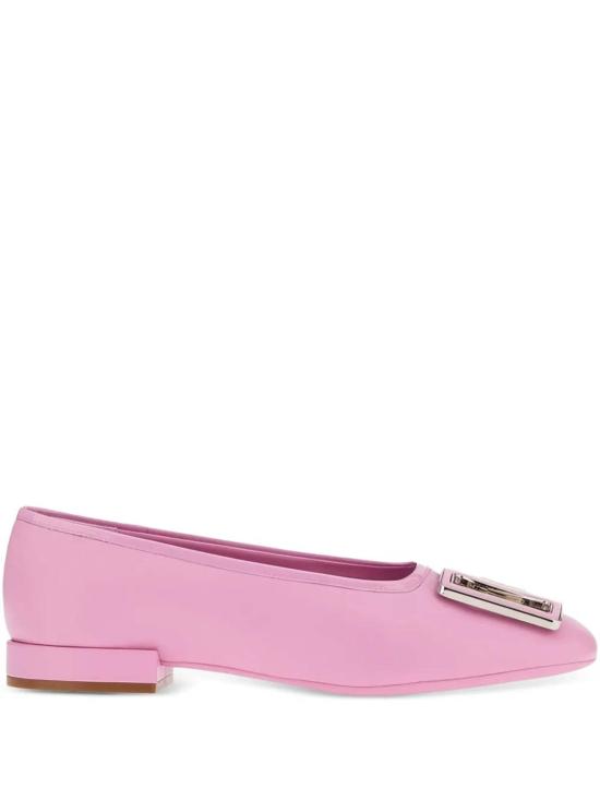  살바토레 페라가모 플랫 슈즈 페라가모 버클 가죽 발레리나 플랫 핑크 - SALVATORE FERRAGAMO