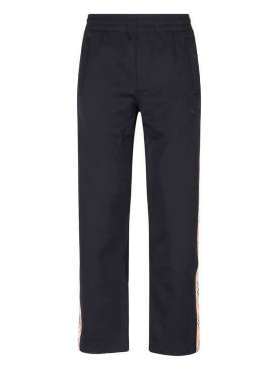 26FW 버버리 체크 트리밍 코튼 블렌드 트랙 팬츠 8110564 A1189 Black