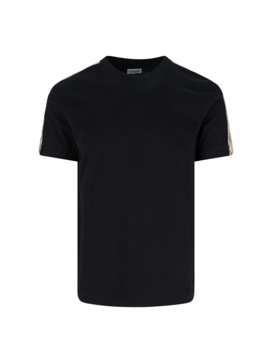 26FW 버버리 체크 트리밍 코튼 티셔츠 8106248 A1189 Black