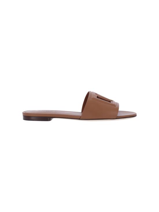 26FW 돌체앤가바나 DG 로고 카프스킨 슬리퍼 CQ0436 AY329 81236 Brown