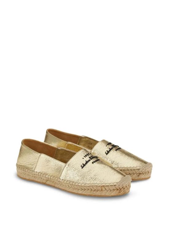  살바토레 페라가모 스니커즈 페라가모 로고 자수 메탈릭 에스파드리유 골드 - SALVATORE FERRAGAMO