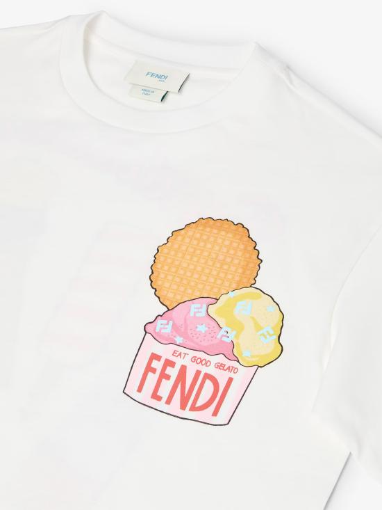 26FW [키즈] 펜디 티셔츠 JFI415AY8D F0TU9 Bianco - FENDI